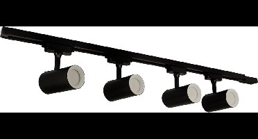 LUTER 1-Fase Railverlichting - GU10 – 100cm – I-vorm - 4 spots - Railsysteem - Zwart