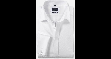 OLYMP Luxor modern fit overhemd - smoking overhemd - wit - structuur stof met Kent kraag - Strijkvrij - Boordmaat: 41