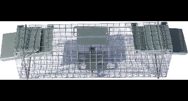 HPC Doorloopval - 2-deurs ratten vangkooi - Rattenval - Doorloopval om ratten, marters en bunzings mee te vangen - Diervriendelijk - Gegalvaniseerd staal - 65x17x20cm - Zilver