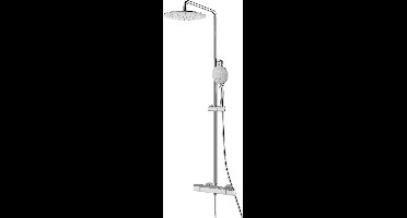 EcoRain© 30% Waterbesparende Regendouche Doucheset Glenn 23 CM met Thermostaatkraan - Handdouche 12 CM - Hoge Druk - Universeel - Anti-Kalk Douchekop - 5 jaar garantie - Chroom