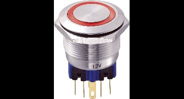 TRU COMPONENTS 701776 GQ22-11E/R/12V Vandalismebestendige druktoets 250 V/AC 5 A 1x aan/(aan) Moment Rood IP65 1 stuk(s