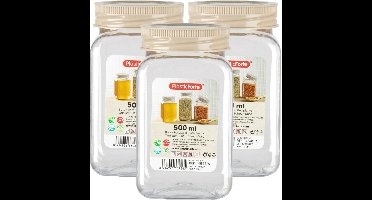 PlasticForte Voorraadpot/bewaarpot - 6x - 500 ml - kunststof - beige - B7 x H13 cm