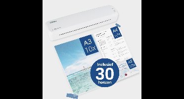 DESQ® Lamineermachine A3 - SET 30 Hoezen - Business Classy - Voor 75 tot 125 micron - Start in 60 sec. - Auto Off - Documenten & Foto's - Veelvuldig gebruik