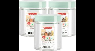 PlasticForte Voorraadpot/bewaarpot - 6x - 600 ml - kunststof - mint groen - B10 x H12 cm