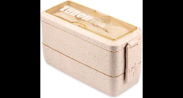 LunchBox voor volwassenen, 3 lagen, stapelbare broodtrommel met vakken, 1000 ml, Japans, lekvrij, bento box, magnetronbestendig, kaki