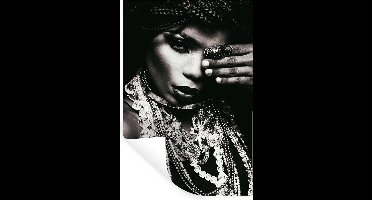 Muurstickers - Sticker Folie - Vrouw - Sieraden - Ring - Make up - Zwart - Wit - Ketting - 20x30 cm - Plakfolie - Muurstickers Kinderkamer - Zelfklevend Behang - Zelfklevend behangpapier - Stickerfolie