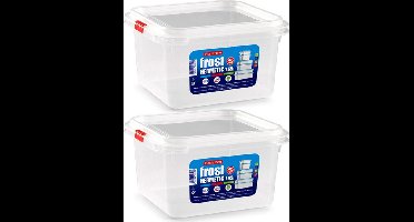 Plasticforte vershoudbakje - 12x - met deksel - 17 x 18 x 10 cm - 1.6L - meal prep bakjes