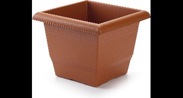 Plantenbak terra cotta 26 x 26 x 20 cm - Bloembak vierkant van kunststof - Binnenmaat 25 cm