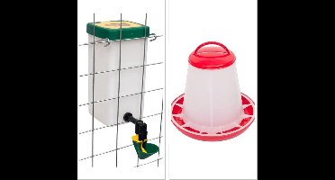 Voersilo 1 kg en drinkfles 1 Liter kuiken - Kuikendrinkfles met klapdeksel 1 Liter en drinkcupje - voersilo - 1 kg