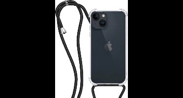 Hoesje - Geschikt voor Apple iPhone 15 Plus - Met Koord - Shock Proof - Siliconen Case - Back Cover - Telefoonkoord - Telefoon Hoes Shockproof - Telefoonketting - Transparant