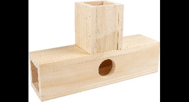 Duvoplus - Hok - Knaagdier - Houten T-tunnel 24x14,5x6,5cm Houtkleurig - 1st