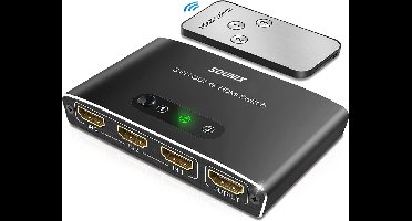 Sounix HDMI Switch - 3 in 1 uit Met afstandsbediening - Ondersteunt 4K - Aluminium