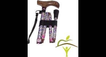 Opvouwbare wandelstok - Houten handvat - Opdruk: Teatime - Adhome