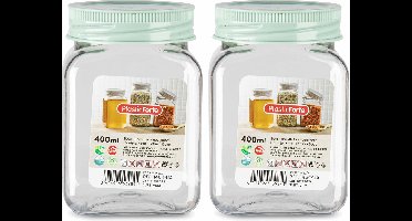 PlasticForte Voorraadpot/bewaarpot - 2x - 400 ml - kunststof - mint groen - B7 x H11 cm