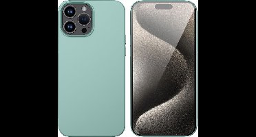 Hoesje Geschikt voor iPhone 15 Pro – Liquid siliconen Backcover – Mint Groen