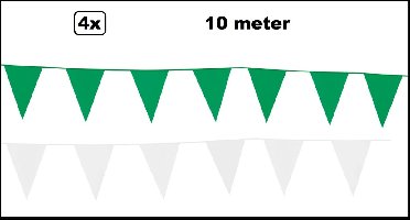 4x vlaggenlijn groen en wit 10 meter - Festival thema feest party verjaardag gala jubileum