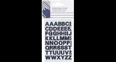 Alfabet stickers zwart - 10 vel - letterstickers neutraal - strak universeel lettertype - letters zelfklevend - 1 cm - stickervellen - vellen