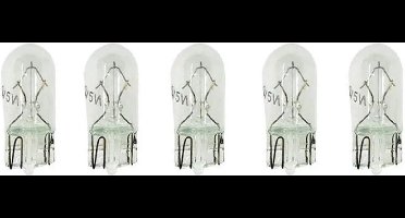 T10 W5W 12V 5W lampen - 5 stuks - wit doorzichtig