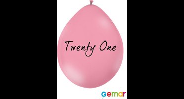Ballonnen Twenty One Pink met opdruk Zwart (lucht)