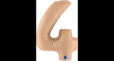 Folieballon Cijfer 4 Satin Nude - 100 cm