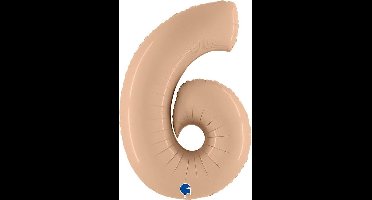 Folieballon Cijfer 6 Satin Nude - 100 cm