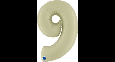 Folieballon Cijfer 9 Satin Olive green - 100 cm