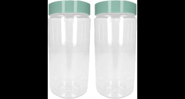 PlasticForte Voorraadpot/bewaarpot - 2x - 450 ml - kunststof - mint groen - B7 x H13 cm