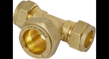 Sanivesk knelkoppeling T-stuk metaal 15mmx22mmx15mm