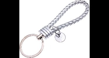 *** Imitatie leren Sleutelhanger Zilver - Sleutelbos - Autosleutel - van Heble® ***