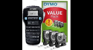 DYMO LabelManager 160 Labelprinter startpakket | Handheld Label Maker Machine | met 3 rollen Dymo D1 labeltape AZERTY-toetsenbord | Ideaal voor kantoor of thuis