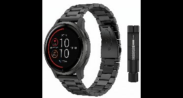 Geschikt voor Amazfit Stratos 3 / Stratos 2 / Pace Bandje – RVS Zwart – Verstelbaar Metalen Schakelband – Inclusief Inkortgereedschap