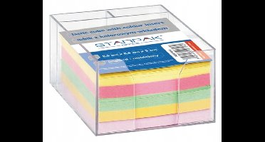 Starpak - Kubus: Plastic notitiehouder - Veelkleurig - 85x85x50 mm