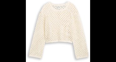 Tom Tailor - Cropped gebreide trui met gaasmotief - Maat 140 - Gardenia White