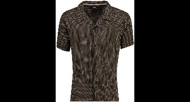 Zwart overhemd korte mouw BOSS Beach Black reverskraag