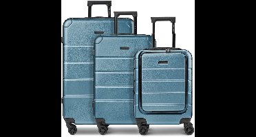 Police Dublin 4 wielen Kofferset 3-delig met uitbreidingsplooi - Harde bagage - Combinatieslot - ice blue