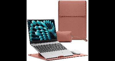 Dailygoods- Laptophoes 13,3-14 inch - Tas met standaard - Donkerroze - Bescherming - Geschikt voor laptops - Laptoptas