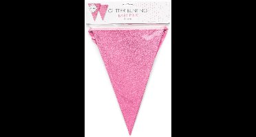 Wefiesta - Vlaggenlijn Baby Pink Glitter (20 x 30 cm) - 6 m
