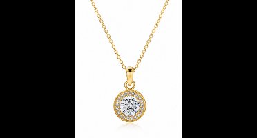 Luxe ketting - verguld - Zirkonia - Stijlvolle ketting - Goudkleurig - Roestvrijstalen -cadeau -Valentijn - Liefde - Verrassing