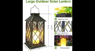 1 st. Grote zonnelantaarn voor buiten, met kaars - Waterdichte tafellamp, hanglamp, buitenzonnelamp voor balkon, tuin en terrasdecoratie - Brons-Geschenk