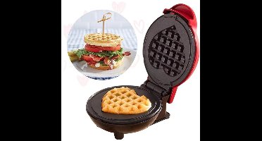 220V Home Hartvormig Wafelijzer Mini Ontbijtbrood Bakmachine Anti-aanbak Cakemachine - Huishoudelijke artikelen Persoonlijk Anti-aanbak Hartvormig Wafelijzer, Rood - Wafels in Minuten, Mini Hartvormig Ideaal voor Ontbijt, Brunch, Lunch of Snacks