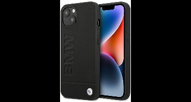 iPhone 14 Plus Backcase hoesje - BMW - Effen Zwart - Leer