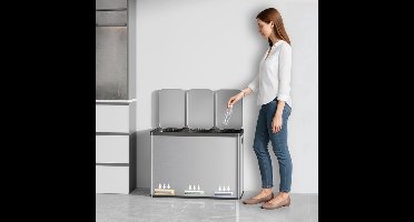 Afvalemmer Keuken – Prullenbak – Vuilnisbak – Afvalbak – Afvalcontainer – RVS 3-Vak 45L – Handsfree Voetpedaal – Stil Dempingssysteem