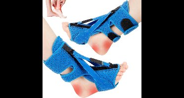 2 stuks Plantaire Fasciitis Nachtspalk - Verstelbare Voetsteun voor Pijnverlichting - Enkelband voor Achillespeesontsteking en Voetval, One Size, Voor Dag en Nacht, Mannen & Vrouwen - blauwe