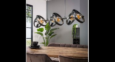Meubelplaats Hanglamp Hover 6 lampen Charcoal - Modern Design - Verstelbare Hoogte - Sierlijke Metalen Ringen