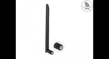 WLAN 802.11 AC/AX/A antenne RP-SMA-plug 5 DBI 20 cm omnidirectioneel met kantelgewricht en flexibel materiaal zwart