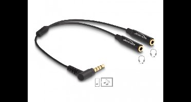 Audio Splitter stereo jack male 3.5 mm to 2 x stereo jack female 3.5 mm 4 pin angled