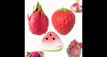 3 Stuks Squishy stressbal aardbei -langzaam terugverend antistressspeelgoed voor volwassenen, anti-angst fidget speelgoed, kinderen en volwassenen, knijpbaar niet-giftig speelgoed