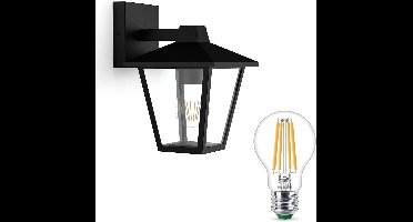 Philips Kinno Wandlamp voor Buiten Down (Zwart) - Buitenlamp - E27 - Warmwit Licht - SceneSwitch - Eenvoudig Dimbaar met Je Klassieke Schakelaar