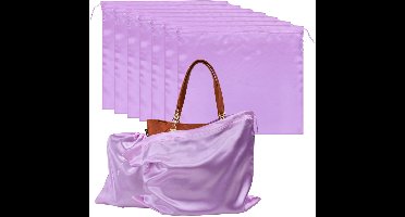 10 Stuks Stofzakken voor Handtassen en Portemonnees – Satijnen Opbergzak met Trekkoord voor Portemonnees, Handtassen en Schoenen (Paars 60X50CM)