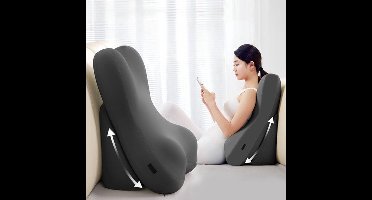 Lendenkussen - Ergonomisch kussen - voor verlichting van rugpijn bij volwassenen - 3-zone ondersteuningskussen - met kern van traagschuim - Afneembare en wasbare hoes - Leeskussen - Bureaustoel voor comfort bij ischias en stuitbeenpijn (donkergrijs)